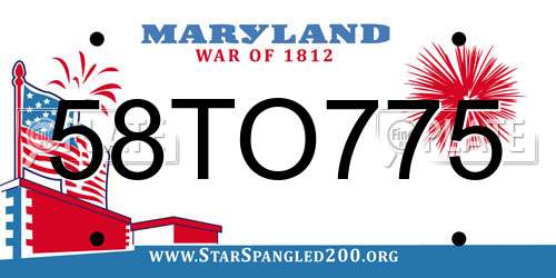 58TO775 Maryland License Plate