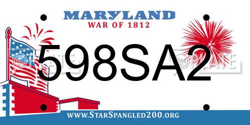 598SA2 Maryland License Plate