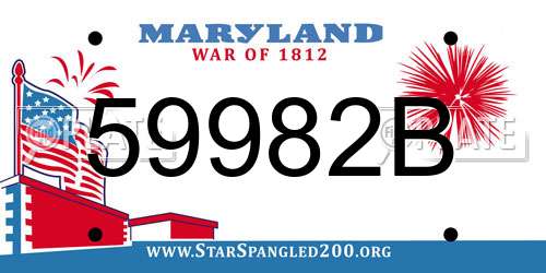 59982B Maryland License Plate