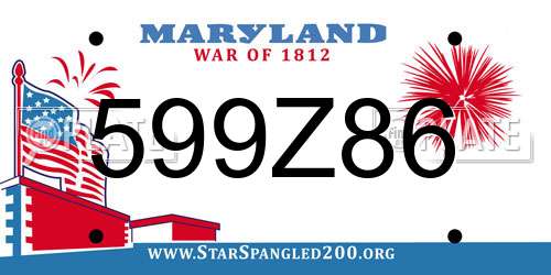 599Z86 Maryland License Plate