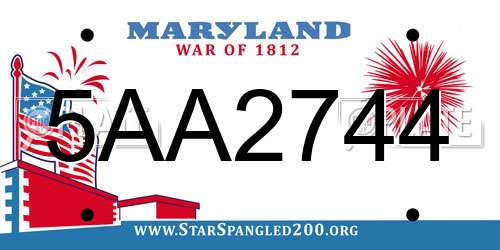 5AA2744 Maryland License Plate