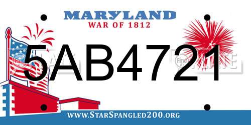 5AB4721 Maryland License Plate