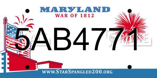 5AB4771 Maryland License Plate