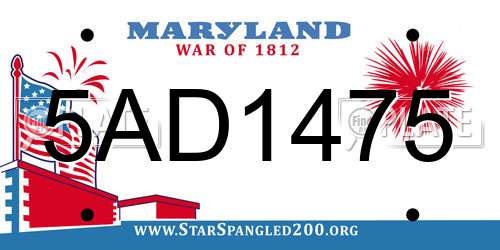 5AD1475 Maryland License Plate