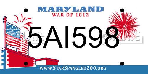 5AI598 Maryland License Plate