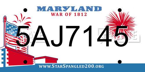 5AJ7145 Maryland License Plate