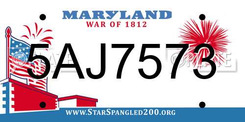 5AJ7573 Maryland License Plate