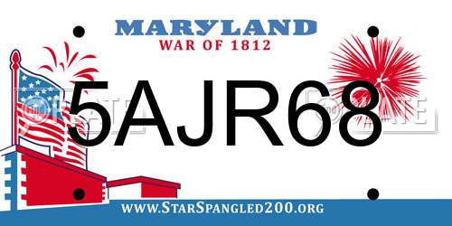 5AJR68 Maryland License Plate