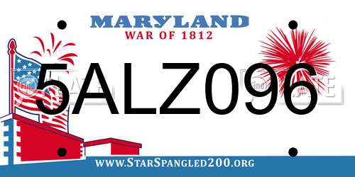 5ALZ096 Maryland License Plate
