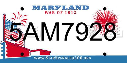 5AM7928 Maryland License Plate