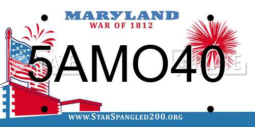 5AMO40 Maryland License Plate