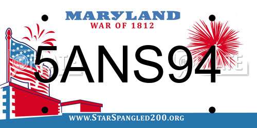 5ANS94 Maryland License Plate