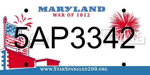 5AP3342 Maryland License Plate