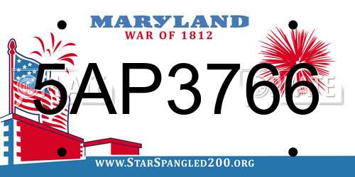 5AP3766 Maryland License Plate