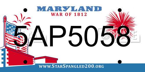 5AP5058 Maryland License Plate