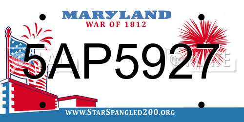 5AP5927 Maryland License Plate