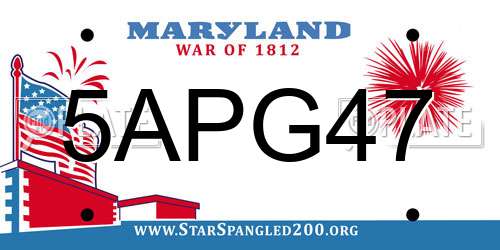 5APG47 Maryland License Plate