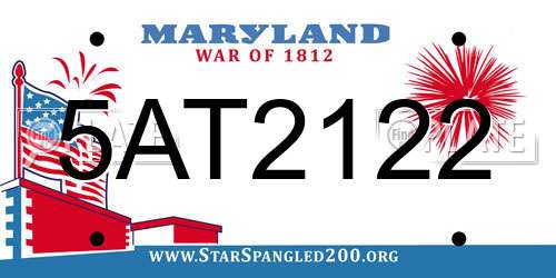 5AT2122 Maryland License Plate