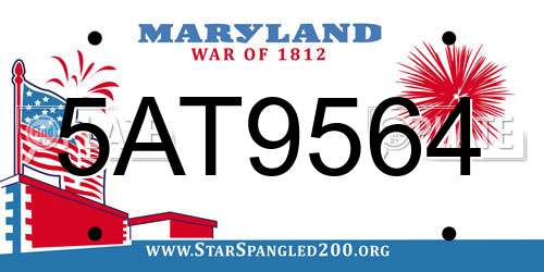 5AT9564 Maryland License Plate