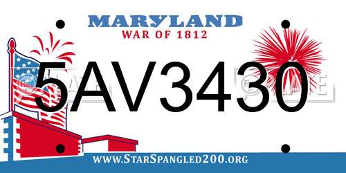 5AV3430 Maryland License Plate