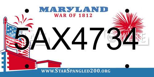 5AX4734 Maryland License Plate