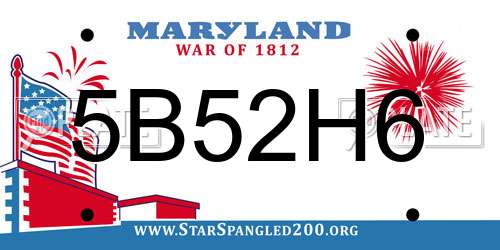 5B52H6 Maryland License Plate