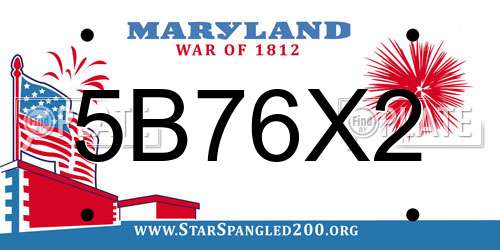 5B76X2 Maryland License Plate