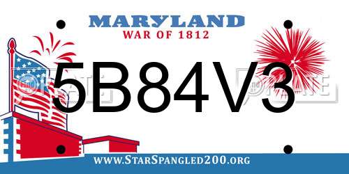5B84V3 Maryland License Plate