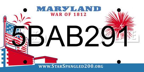 5BAB291 Maryland License Plate