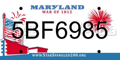 5BF6985 Maryland License Plate