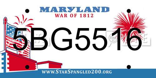 5BG5516 Maryland License Plate