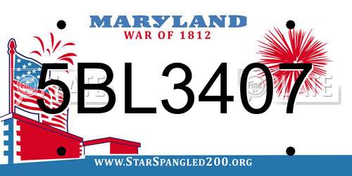 5BL3407 Maryland License Plate