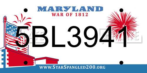 5BL3941 Maryland License Plate