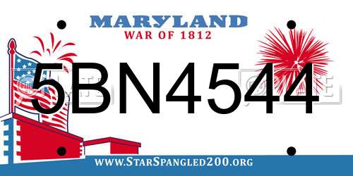 5BN4544 Maryland License Plate
