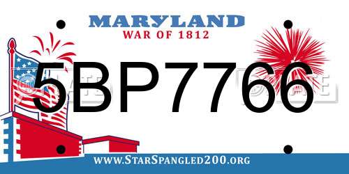 5BP7766 Maryland License Plate