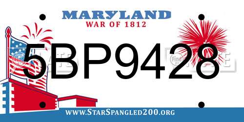 5BP9428 Maryland License Plate