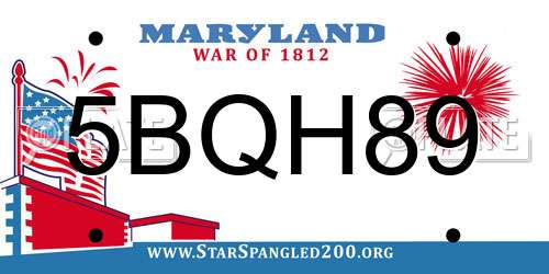 5BQH89 Maryland License Plate