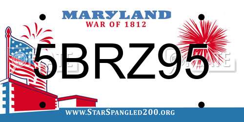 5BRZ95 Maryland License Plate