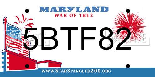 5BTF82 Maryland License Plate