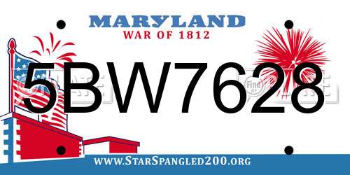 5BW7628 Maryland License Plate