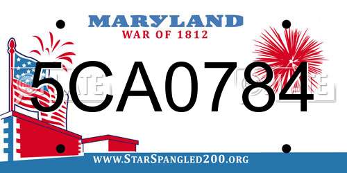 5CA0784 Maryland License Plate