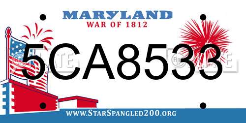 5CA8533 Maryland License Plate