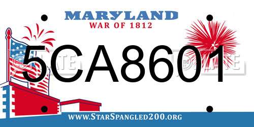 5CA8601 Maryland License Plate