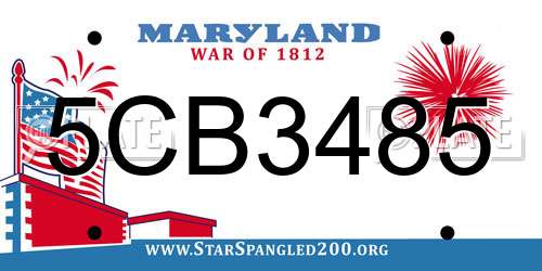 5CB3485 Maryland License Plate