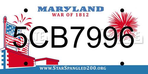 5CB7996 Maryland License Plate