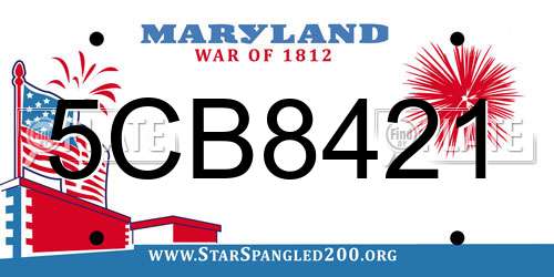 5CB8421 Maryland License Plate