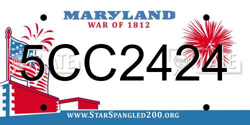 5CC2424 Maryland License Plate