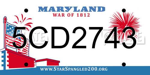 5CD2743 Maryland License Plate