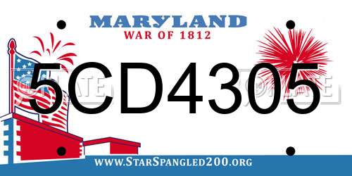 5CD4305 Maryland License Plate