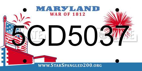 5CD5037 Maryland License Plate